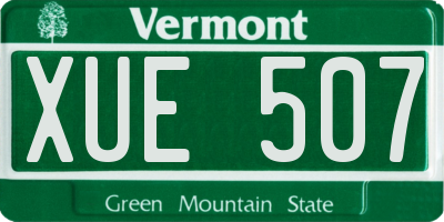 VT license plate XUE507