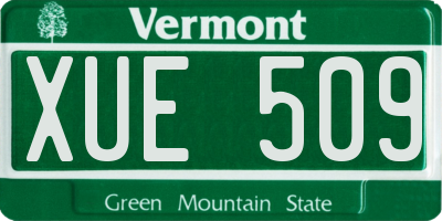VT license plate XUE509