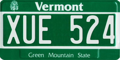 VT license plate XUE524