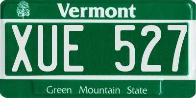 VT license plate XUE527