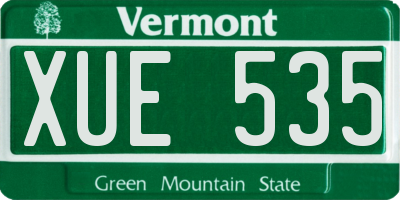 VT license plate XUE535
