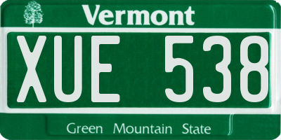 VT license plate XUE538