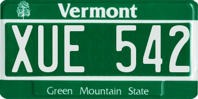 VT license plate XUE542