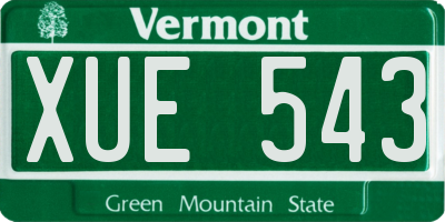 VT license plate XUE543