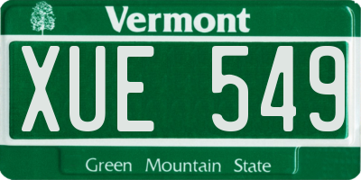 VT license plate XUE549