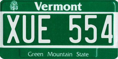 VT license plate XUE554