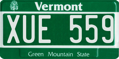 VT license plate XUE559