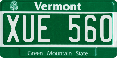 VT license plate XUE560