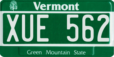 VT license plate XUE562