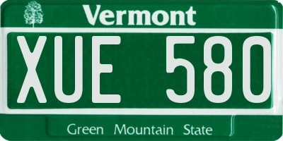 VT license plate XUE580