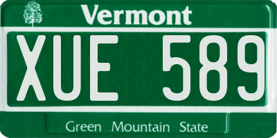 VT license plate XUE589