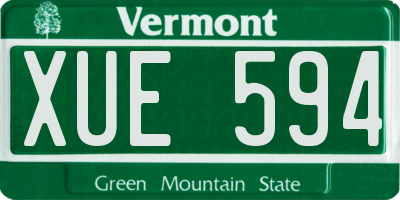 VT license plate XUE594