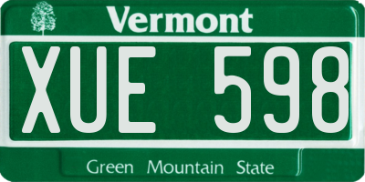 VT license plate XUE598