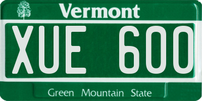 VT license plate XUE600
