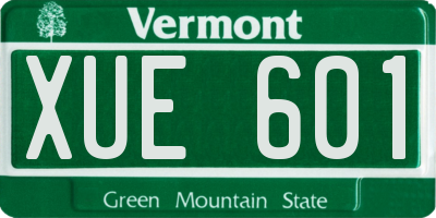 VT license plate XUE601