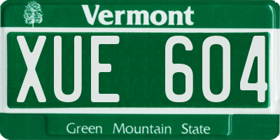 VT license plate XUE604