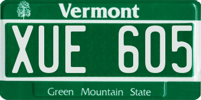 VT license plate XUE605