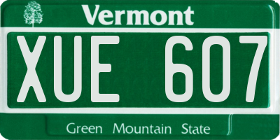 VT license plate XUE607