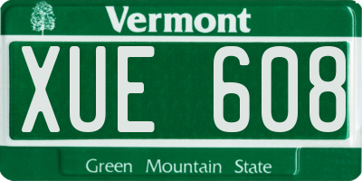 VT license plate XUE608