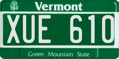 VT license plate XUE610