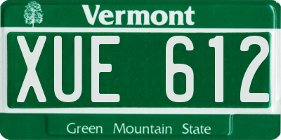 VT license plate XUE612
