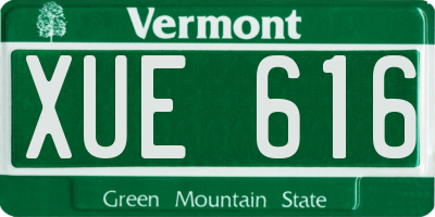 VT license plate XUE616