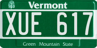 VT license plate XUE617