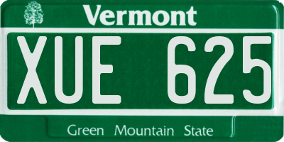 VT license plate XUE625