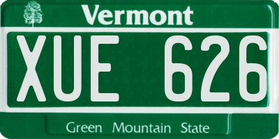 VT license plate XUE626