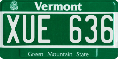 VT license plate XUE636