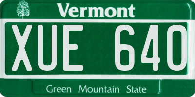 VT license plate XUE640