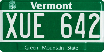 VT license plate XUE642