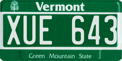 VT license plate XUE643