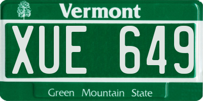 VT license plate XUE649
