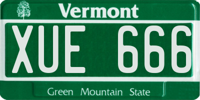 VT license plate XUE666
