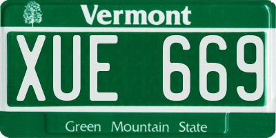 VT license plate XUE669
