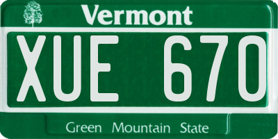 VT license plate XUE670