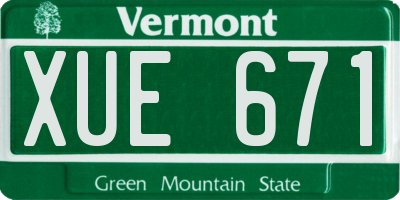 VT license plate XUE671