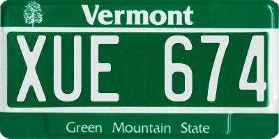 VT license plate XUE674