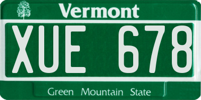VT license plate XUE678