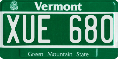 VT license plate XUE680