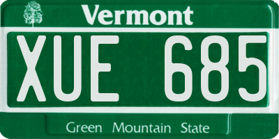 VT license plate XUE685