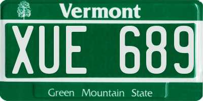 VT license plate XUE689