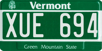VT license plate XUE694