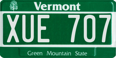 VT license plate XUE707