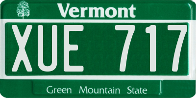 VT license plate XUE717