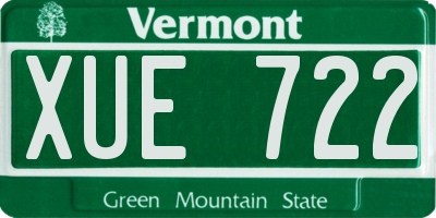 VT license plate XUE722