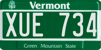 VT license plate XUE734