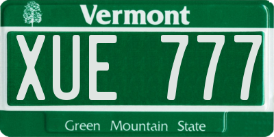 VT license plate XUE777