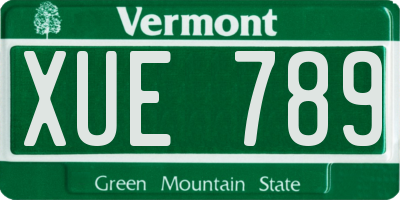 VT license plate XUE789